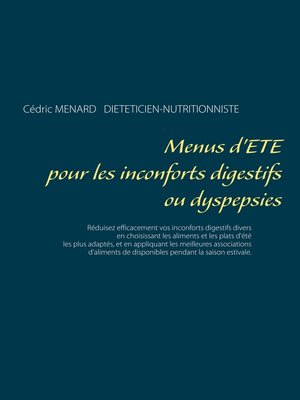 cover image of Menus d'été pour les inconforts digestifs ou dyspepsies